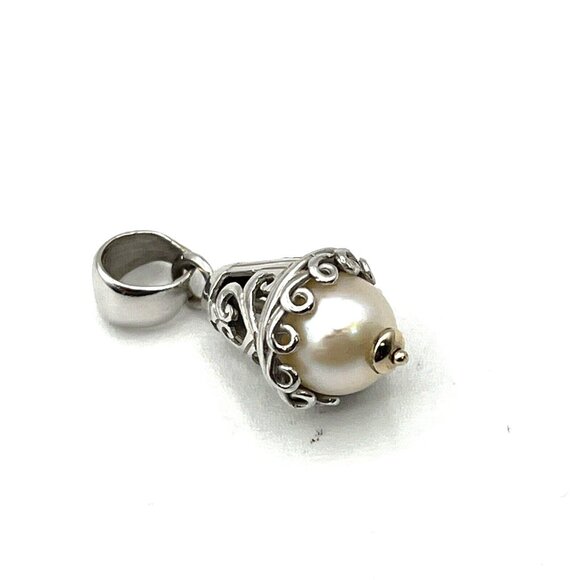 14k White Gold Pearl Drop Pendant 2.7 gram Not Scrap - Picture 3 of 8